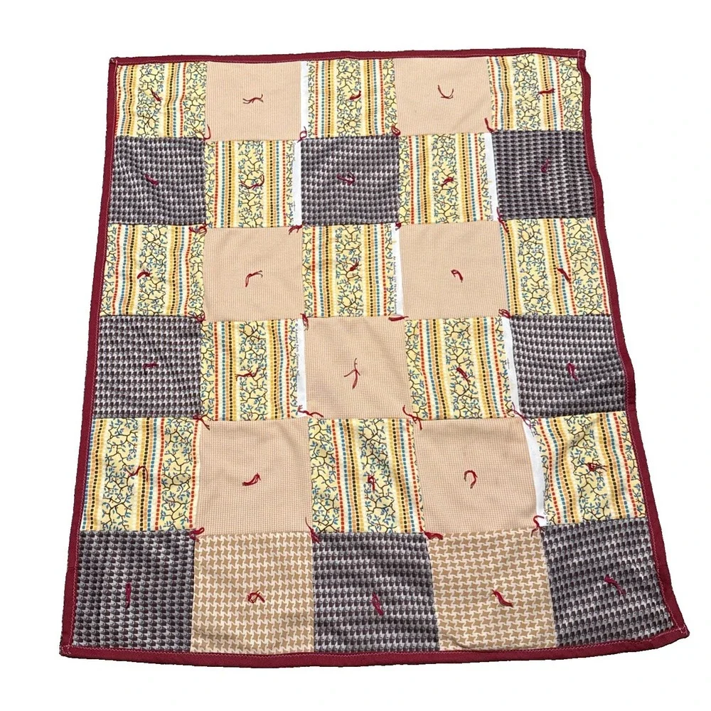 This vintage-style, handmade patchwork quilt 44x 37 Lap Quilt Made In The 1960's